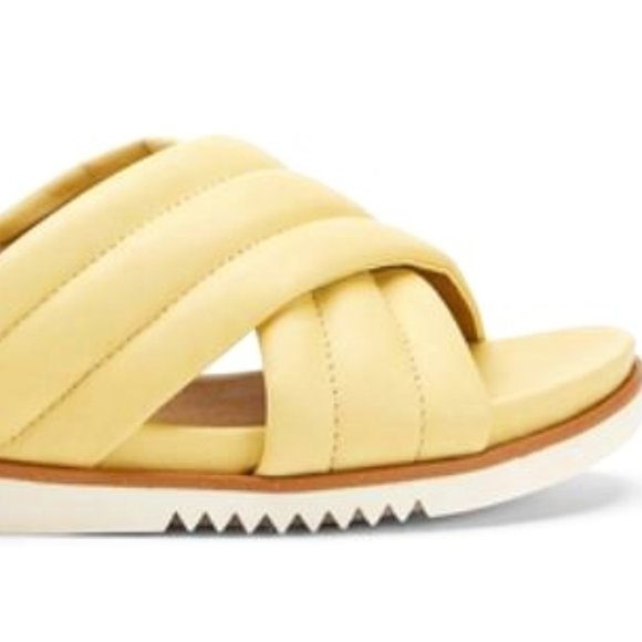 NWT Eileen Fisher Key Nappa Leather Slide Elevated Sandals Yellow Shoes Sz:9 - Picture 3 of 7